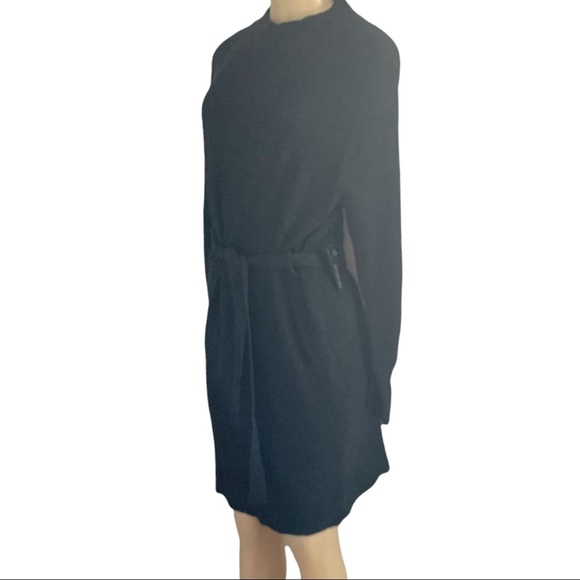 NWT Wool Dynamite Knitwear Sweater Dress Mini Belted LS Charcoal Black - Picture 3 of 8